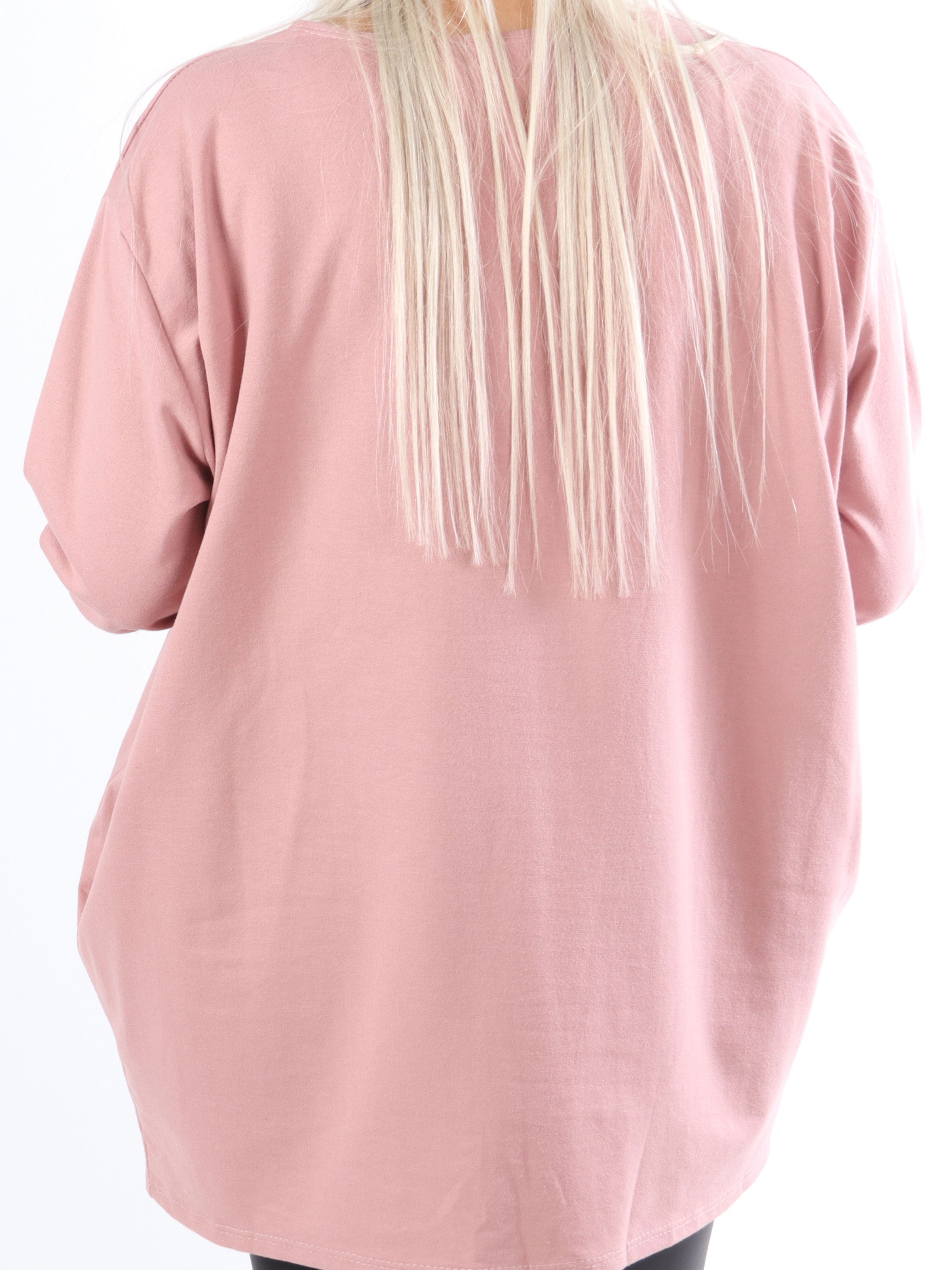 Hearty - Plus size joggingbluse med sølv print foran